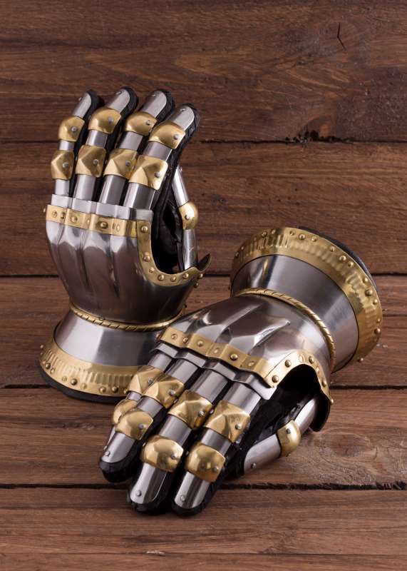 Medieval Hourglass Gauntlets Churburg, 1.2 mm Steel and Brass