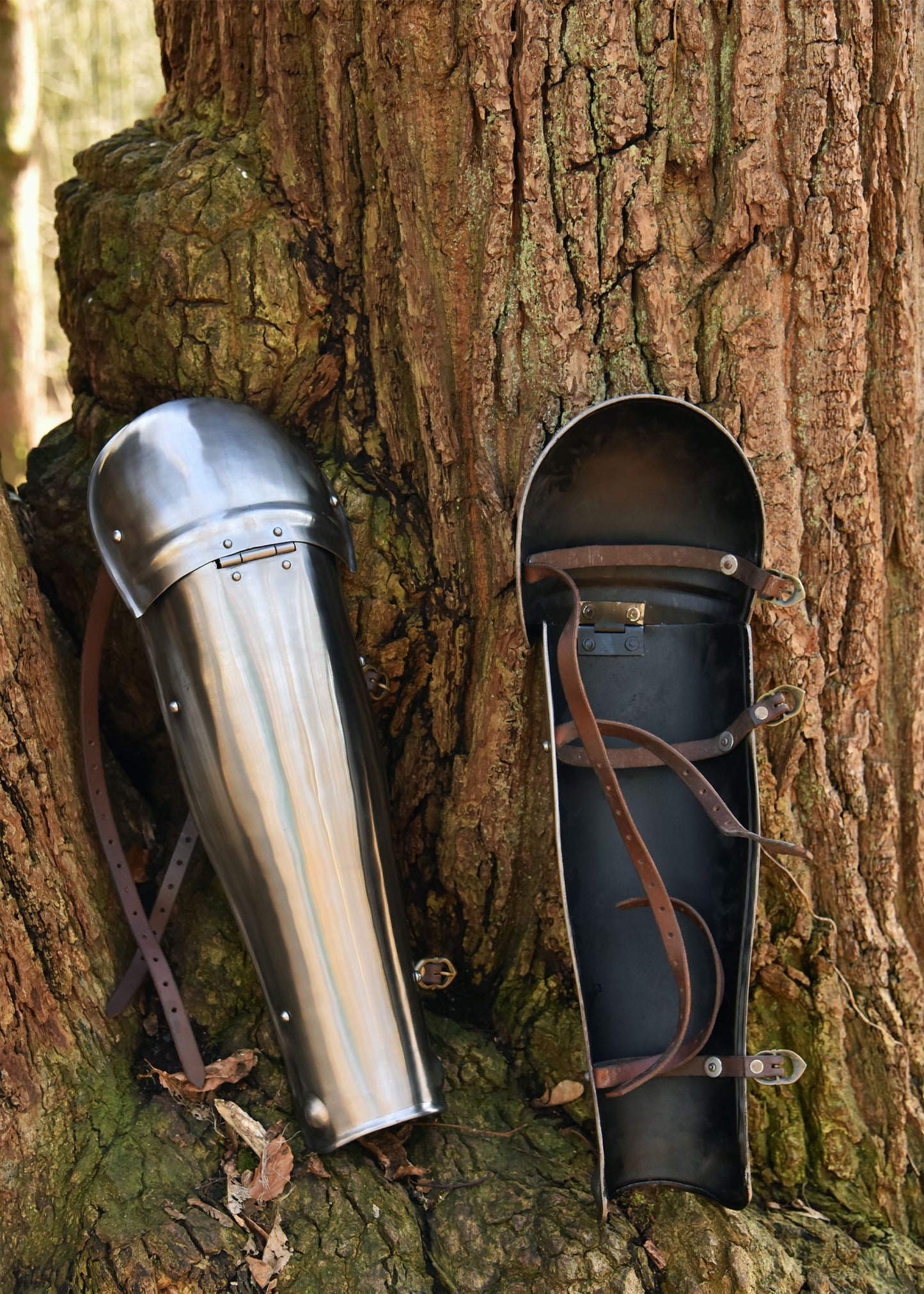 Folding Greaves, Leg Armour, Steel