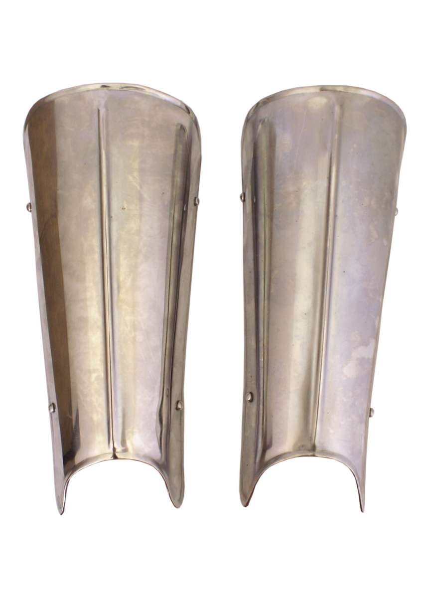 Steel greaves with mid rib (pair)