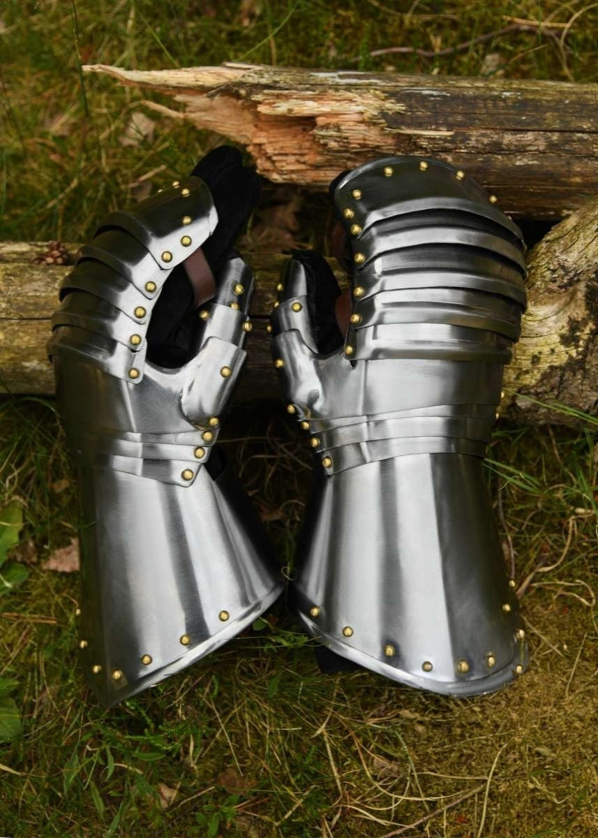 Medieval Mitten Gauntlets, 15th-16th C., 1.6 mm Steel, Pair, Plate Armour for the Hands