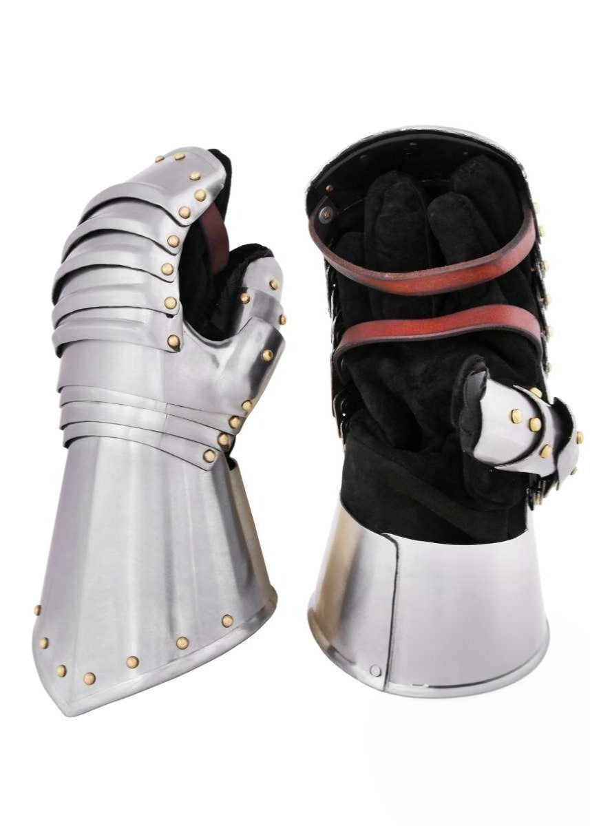 Medieval Mitten Gauntlets, 15th-16th C., 1.6 mm Steel, Pair, Plate Armour for the Hands