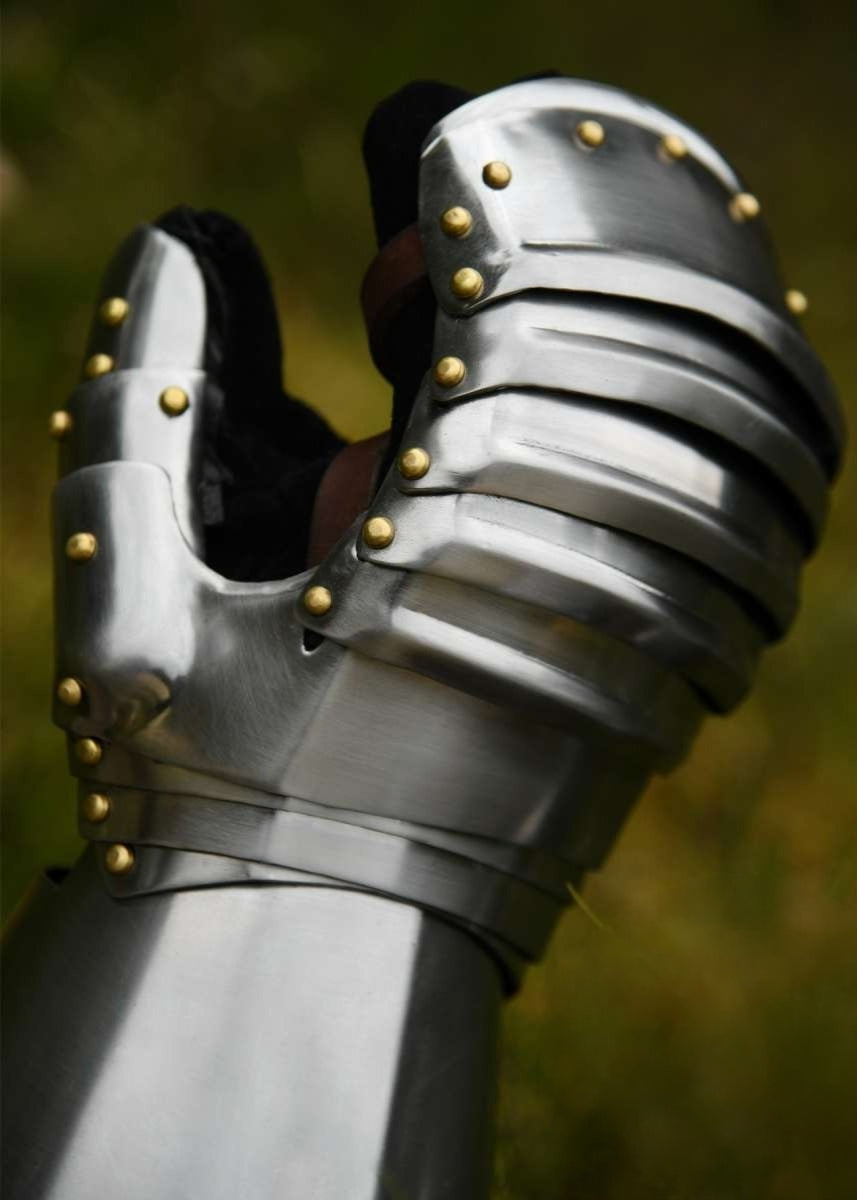 Medieval Mitten Gauntlets, 15th-16th C., 1.6 mm Steel, Pair, Plate Armour for the Hands