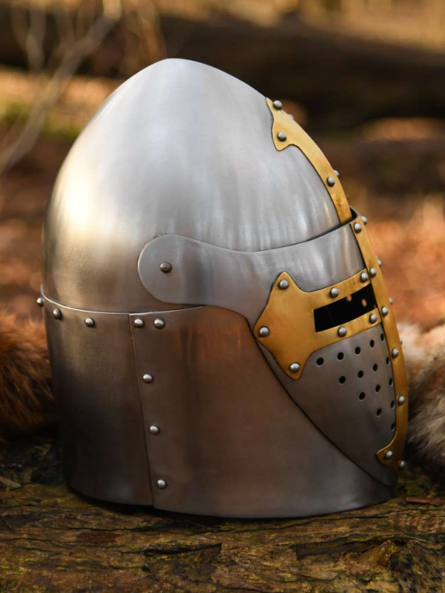 Sugarloaf Helm with hinged visor, 1.6 mm steel, polished
